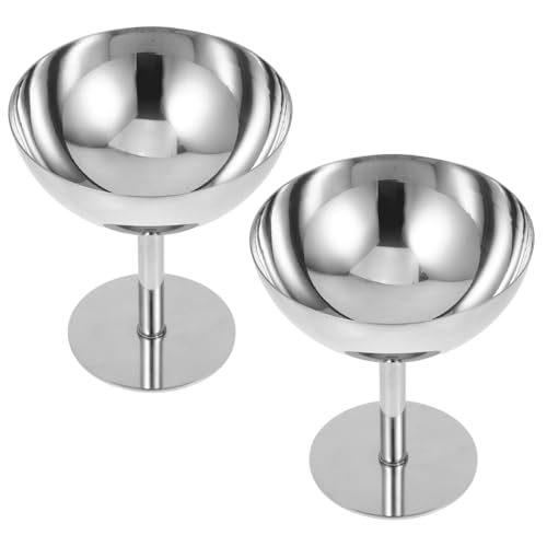 ULTECHNOVO Vasos De Acero Inoxidable 2 Tazas Redondas Para Servir Postres Ensaladas Frutas