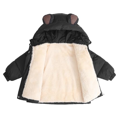 BILIKEYU Little Boys Girls Puffer Coats Fuzzy Lined Zip up Windbreaker Jacket Winter Warm Cute Bear Hood2