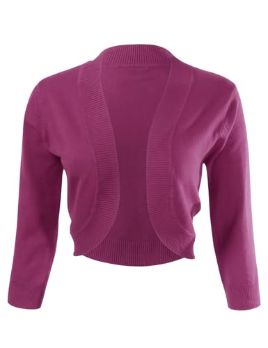 Image of Allsense Women's 3 /4 Sleeve Bolero Shrug for Dresses | Open Front Cropped Cardigan, Lightweight Knit Dress Cover Up