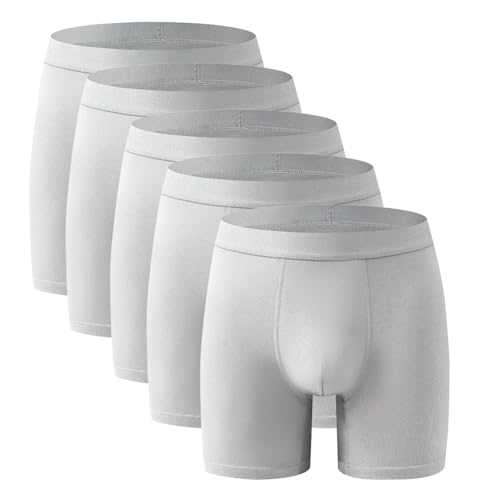 CTLTSRX Men's Boxer Briefs, Ultra-Absorbent Incontinence Boxer Briefs, Incontinence Underwear for Men Over (5pcs Grey,M)
