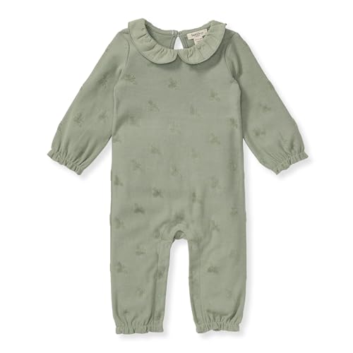 Image of Burt's Bees Baby Girls Long Sleeve Jumpsuit with Collar, 100% Organic Cotton Romper One-Piece Outfit Coverall