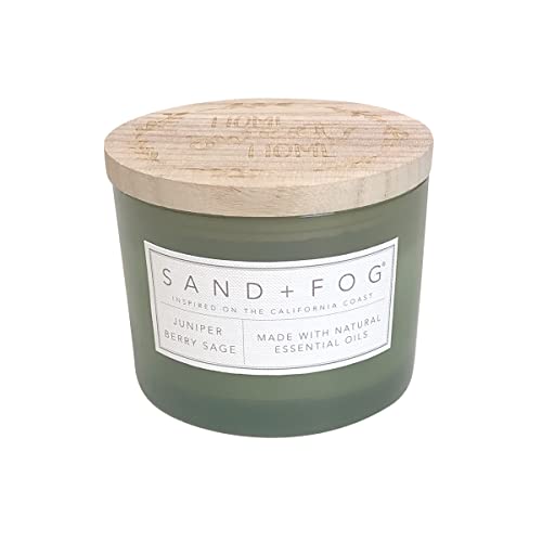 Sand + Fog Scented Candle - Juniper Berry Sage – Additional Scents and Sizes – 100% Cotton Lead-Free Wick - Luxury Air Freshening Jar Candles - Perfect Home Decor – 12oz