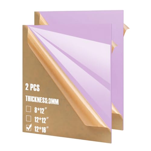 Image of 2pcs Pastel Cell Cast Acrylic Sheet Purplish Blue 1 /8inch (3mm) 11.8x15.7 300x400mm Glossy Matte Laserable Plexiglass Sheets Plasitc Board for Laser Cutting Engraving DIY Project