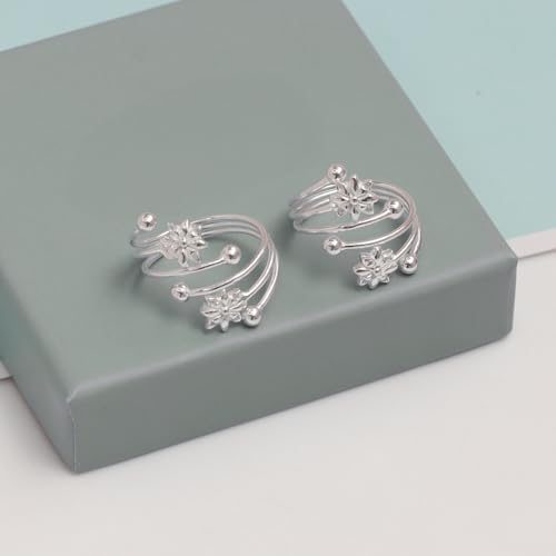 Image of TRUESILVER ACPL 925 Sterling Silver Toe Rings for Women (Adjustable) BIS Hallmarked Multi-Design Bichiya | Pure Chandi Foot Jewelry | Gift for Mom, Anniversary, Birthday