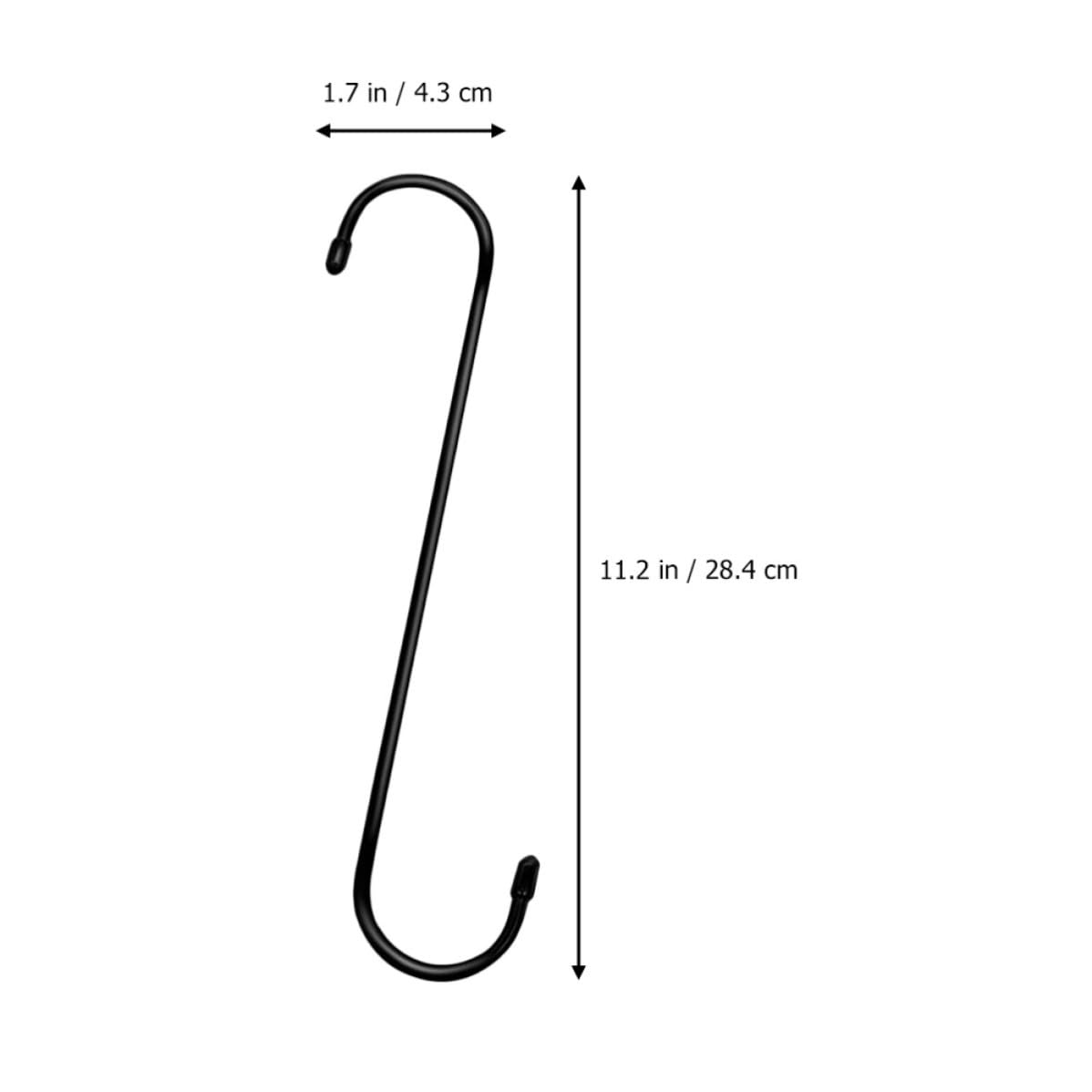 PLAFOPE 20 Ganchos en Forma de S de Hierro Negro Resistentes para Colgar Utensilios de Cocina y Macetas, sin Tornillos, Ideales para Baños y Camping