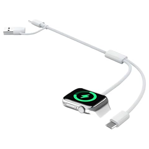3 in 1 Short Charger for Apple Watch - Portable Charging Cable USB C & USB A Compatible with iWatch Series Ultra 2/SE 2/10/9/8/7/6-1, iPhone 16/15 Pro/Max/Plus, iPad, MacBook, Android and More [1.3FT] Cover
