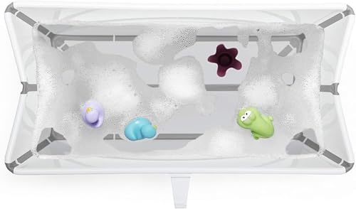 Image of Stokke Flexi Bath XL Bundle, White - Roomy Folding Baby Bathtub + Newborn Support - Lightweight Construction and Easy to Store - Ideal for Children from 0-6 Years