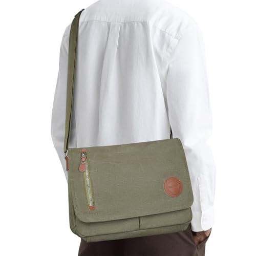 Vintage Canvas Satchel Messenger Bag for Men Women, Crossbody Bag Travel Shoulder Bag 13.5