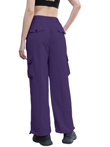 Cromoncent Cargo Pants Girls & Women Parachute Pants Y2K Baggy Rave Clothes Waterproof with Pockets, 6 Years - 3XL4