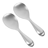 HOLIDYOYO 2 piezas Cucharas de Arroz de Acero Inoxidable Cucharas de Servir Grandes y Resistentes al Calor Utensilios de Cocina Antiadherentes para Hogar Hoteles y Restaurantes