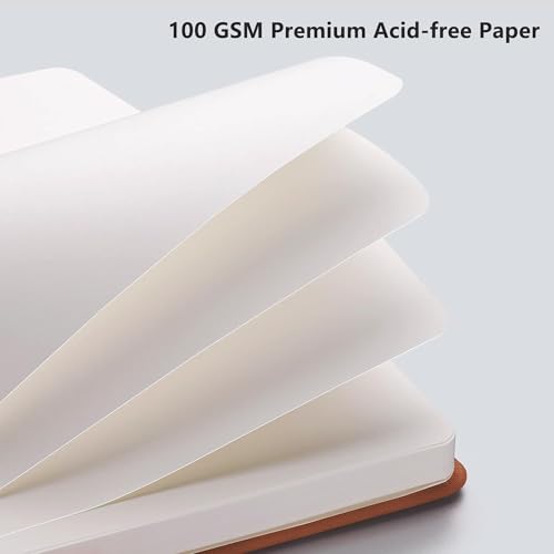 Image of RETTACY Blank Journal Notebook, 192 Pages, A5 Medium Size (5.7'' x 8.3'') | Leather Hardcover, 100 GSM Thick Paper, for Sketching, Drawing, Painting (Brown)