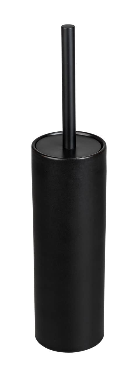 WENKO Casoli Toilet Brush Holder Black Ceramic, 9,1 x 40 x 9,1 cm