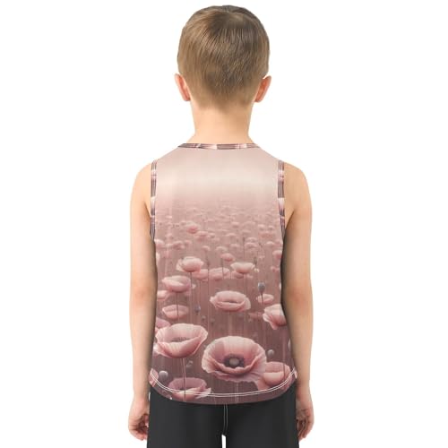 susiyo Pink Poppy Flowers Field Boys Sleeveless Tank Top Girls Athletic T Shirt3