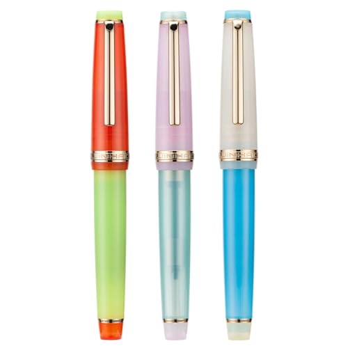 Stylo-plume transparent anti-panne d'encre XMKT lot de 3 stylos acrylique macaron plume M