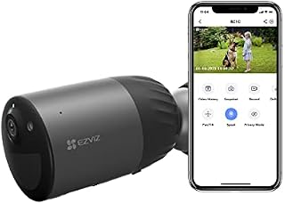 EZVIZ Elife 2K+ Security Camera, 270-Day Battery Life, No Base Station Required, Free 32 GB Storage, Colour Night Vision, Person Detection, Two-way Audio, Waterproof, Work with Solar Panel (BC1C 4MP)