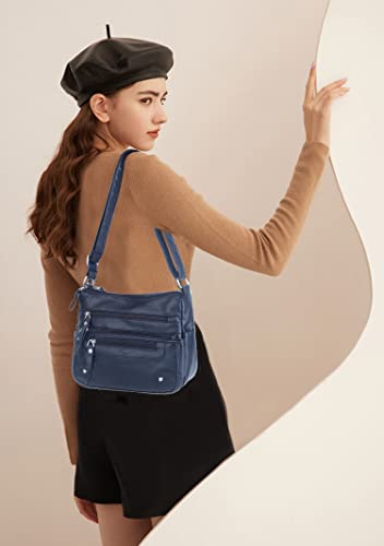 Image of ELDA 10 Pockets Crossbody Purses for Women Medium Pocketbooks Lightweight Ladies Satchel Bag Multi Pocket Shoulder Handbag