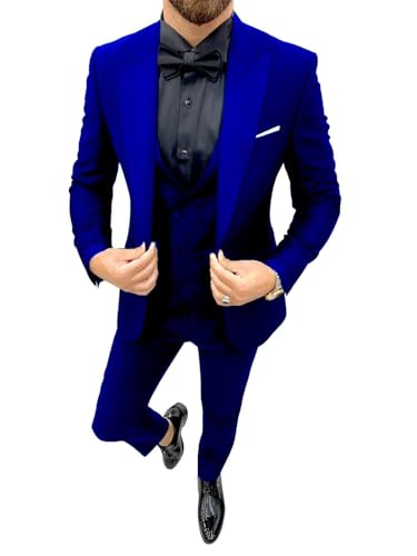 Tuxedos Double Breasted Vest Suits for Men 3 Piece Slim Fit Suit One Button Peak Lapel Blazer Vest Pants Sets