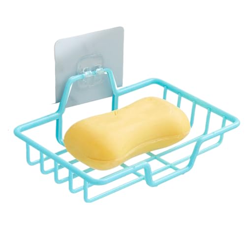 Ruwshuuk Jabonera de ducha montada en la pared - Soporte de jabón montado en la pared para ducha,Estante de secado Soporte adhesivo para baño, cocina, casa, hotel, dormitorio, apartamento, bañera