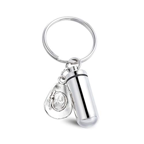 ZARABE Cylindrical Bottle Cremation Urn Ashes Keychain Memorial Keepsake Key Ring Vial Jewelry