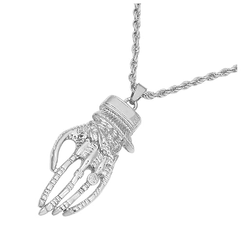 Colliers chaîne pendentif homme squelette argent rétro pour look punk gothique