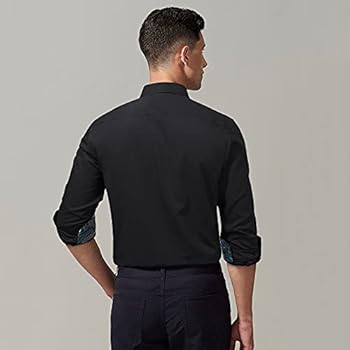 HISDERN Herenoverhemd formeel vrijetijdsshirt Businesshemden vrijetijdsshirts Langarm Katoen Klassiek Regular Fit Overhemden, L