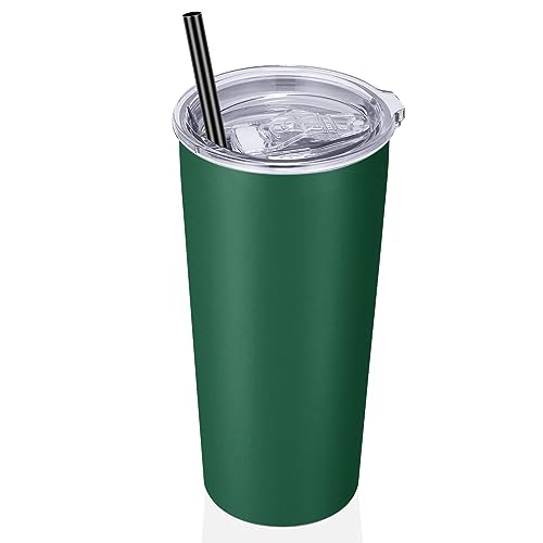 Image of VEGOND 20oz Tumbler Stainless Steel Tumbler with Lid And Straw Vacuum Insulated Double Wall Travel Coffee Mug(dark green package 1)