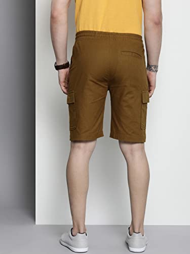 Image of The Indian Garage Co Men Slim Fit Solid Mid-Rise Cargo Shorts