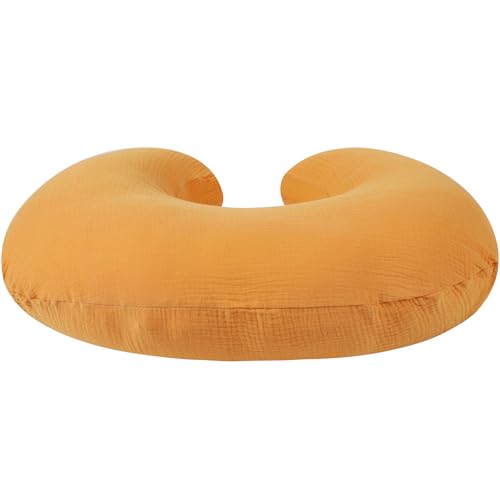 Image of Onacosht Muslin Nursing Pillow Cover Soft 100% Cotton Feeding Pillow Slipcover Fits Standard Infant Nursing Pillow for Baby Boy and Girl, Orange