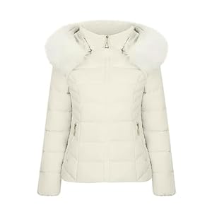 NSICBMNO Vestes d'hiver pour femmes Uk Doudoune courte avec capuche en fourrure Veste matelassée à capuche Manteau rembourré Manteau en duvet à bulles d'extérieur Fermeture éclair Vestes décontractées