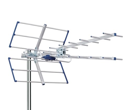 EDISION YAGI V 13db Antenne extérieure UHF 21-48 Terrestre, Filtre 5G LTE intégré, Réception TNT, Permet de recevoir Les signaux DVB-T/T2, Fréquences 470-694Mhz, Longueur 87cm, LTE700, Bleu