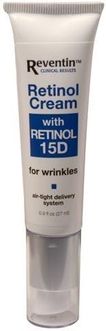 Reventin Clinical Results Retinol Cream w/Retinol 15D. Air Tight System That Fights Wrinkles. Retinol Cream for Face, Neck & Decollet. Moisturizes Skin While Removing Wrinkles & Fine Lines. 0.9oz.