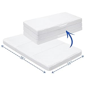 Stuffed®️ Trifold Pack and Play Mattress, Foldable Travel Pack n Play Mattress Pad, Playard Mattresses, Toddler Playpen…