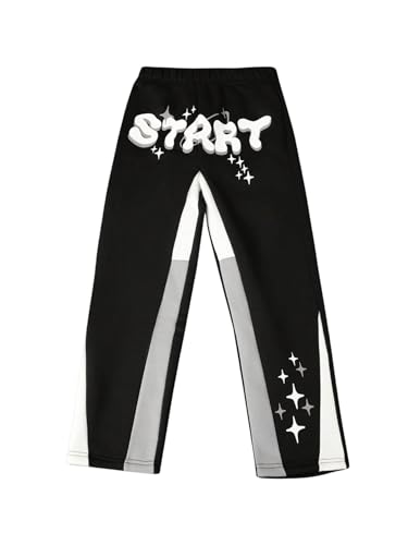 GORGLITTER Boy's Star Graphic Stacked Sweatpants Joggers Athletic Y2K Straight Leg Track Pants
