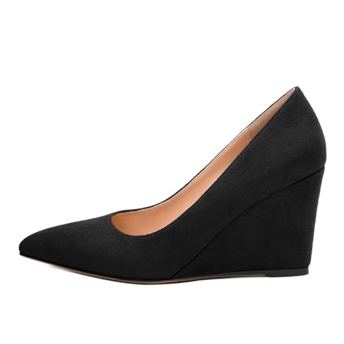 Womens Heeled Pumps, Pointed Toe Wedge High Heels Pump Shoes for Women 3.3"2