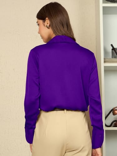 Image of Aahwan Women Satin Regular Fit Black Solid Button Up Drop Shoulder Officewear Casual Formal Long Sleeve Shirt