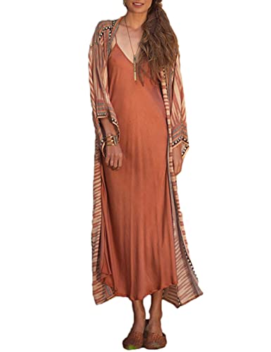Bsubseach Damen Geometric Print Strandponcho für Bademode Langarm Strand...