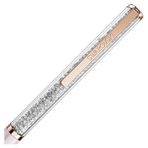 Swarovski Stylo à Bille Crystalline, fenêtre Transparente révélant 400 Cristaux, Design Fin et élégant, Recharge Noir Incluse, Finitions plaqué Ton Or rosé, Corps laqué Rose – vue 3
