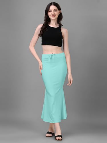 Image of Women's Saree Shapewear Petticoat, Cotton Blend Stretchable Mermaid Skirt, High Waist Tummy Control, Smooth Curve Fit with Adjustable Drawstring