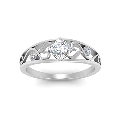 Image of Choose Your Gemstone Nature Inspired Compass Point Ring 925 Sterling Silver Cushion Shape Side Stone Engagement Rings Lightweight Office Wear Everyday Gift Jewelry US Size 4 to 12