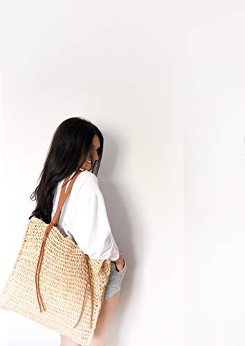 miss fong Beach Bag, Beach Bags for Women,Straw Bag, Beach Tote Bag, Straw Beach Bag with Inner Zipper Pocket and… - Image 3