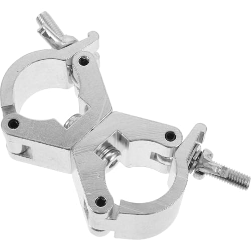 DEARMAMY Aluminum Alloy Dual Ring Light Mount Clamp Heavy Duty Stage Lighting Truss Pole Clamp with Cross Design for Pipes Lighting Accessory for Stable Fixture Installation