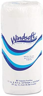 Windsoft Perforated Paper Towel Rolls, 11" x 8 4/5", White, 85/Roll, 30/Carton