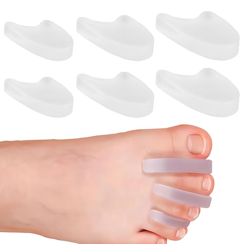 Yatrosynth 6 Pcs Separadores de Dedos, Almohadillas para Juanetes para Mujeres y Hombres, Correctores de Dedos del Pie, para alisar dedos superpuestos, juanetes y callos (3 tamaños) - Esmerilado