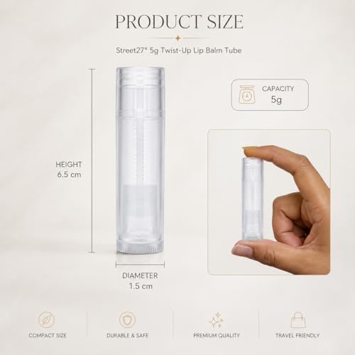 Image of Street27 10pcs 5g Twist- up Lip Balm Tubes, Clear Empty Plastic Lip Gloss Balm refillable Bottles rotatable Deodorant Cosmetic Containers with Caps for Homemade Lipstick Tubes for DIY (10)