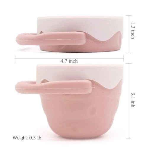 Image of Moonkie Silicone Baby Sippy Cups | 3 Stages Training Cup Straw Cup for Infants Toddlers and Kid | 4 oz (Folding Pink)