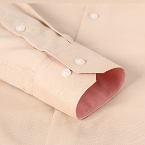 Gollnwe Men's Long Sleeve Slim Fit Casual Shirts Contrast Collar And Convertible Cuffs Dress Shirt Beige Xxl #TOP4