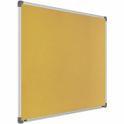 Image of Scholar Art Metis 3x5 Feet Bulletin Board for Home, Office & School | Vibrant & Versatile Crape Cloth + High Density Soft Board for Pinning Photos, Sticky Notes & Reminders (Yellow)