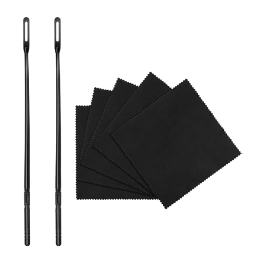 Flute Cleaning Kit with 2 Rods & 5pcs Flute Cleaning Cloth for Inside - Flute Swab Flute Cleaner Set Flute Cleaning Rod and Flute Cleaning Cloth Flute Cleaning Kit for Maintenance