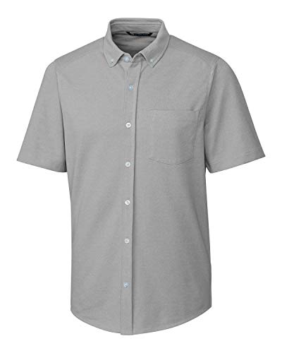 Cutter & Buck Men's Short Sleeve Cotton-Blend Knit Reach Oxford Shirt