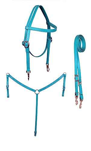 CHALLENGER Horse Western PVC Coated 3-Piece Tack Set Bridle Breast Collar Reins 40MIB02TR